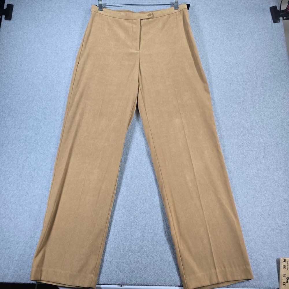JM Collection Tan Straight Leg Dress Pants Womens 10 Textured Trousers WPL 8046